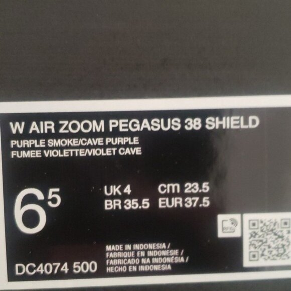 New Nike Air Zoom Pegasus 38 Shield Gray Purple Running Sneakers‎ - Picture 9 of 9